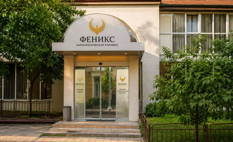 Вход в наркологическую клинику «Феникс» в Людинове